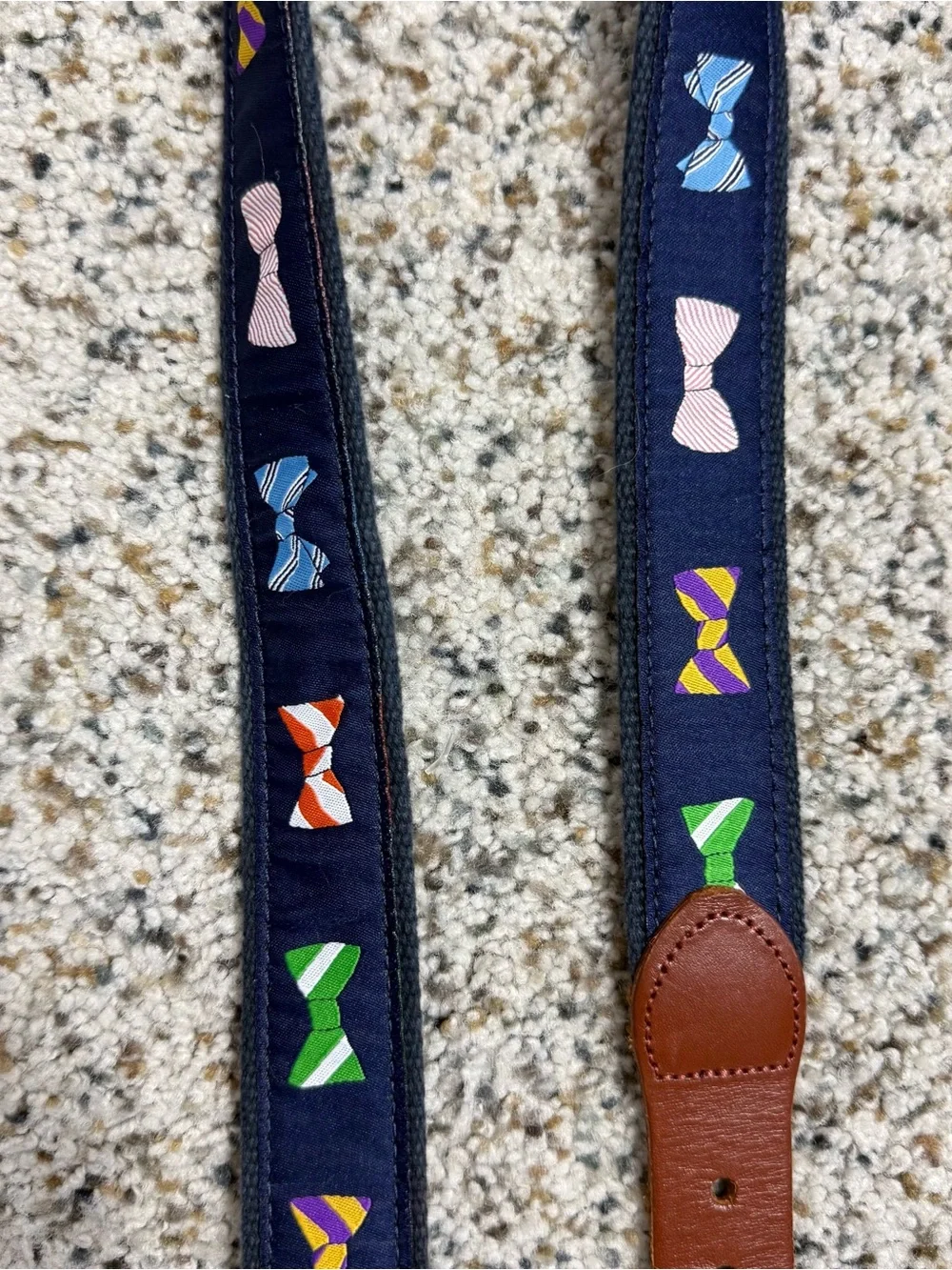 Leather Man LTD Bowtie Belt Men 34 Preppy Summer Golf Casual Canvas Brass Buckle